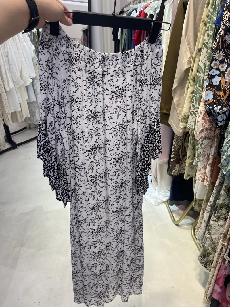 Black and White Floral Lace Midi Skirt — Skirts & Pants by NEWCOM women's wear manufacturer