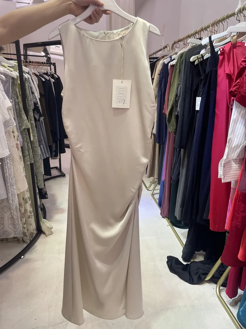 Champagne satin slip maxi dress reference NC-17