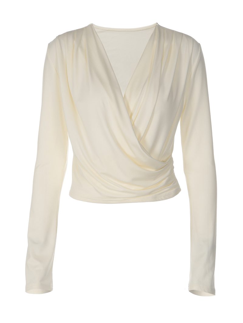 V-Neck Fitted Sultry Top — Tops & Tees by NEWCOM women's wear manufacturer