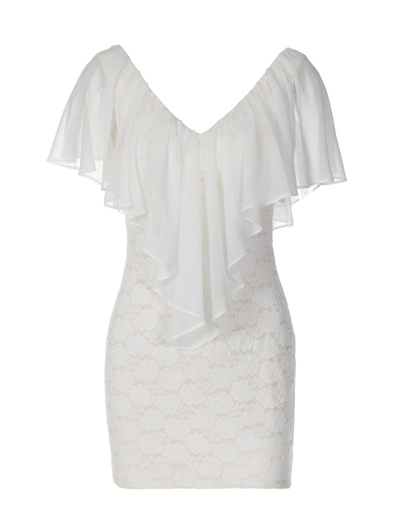V-Neck Ruffle Hem Bodycon Dress — Dresses by NEWCOM women's wear manufacturer