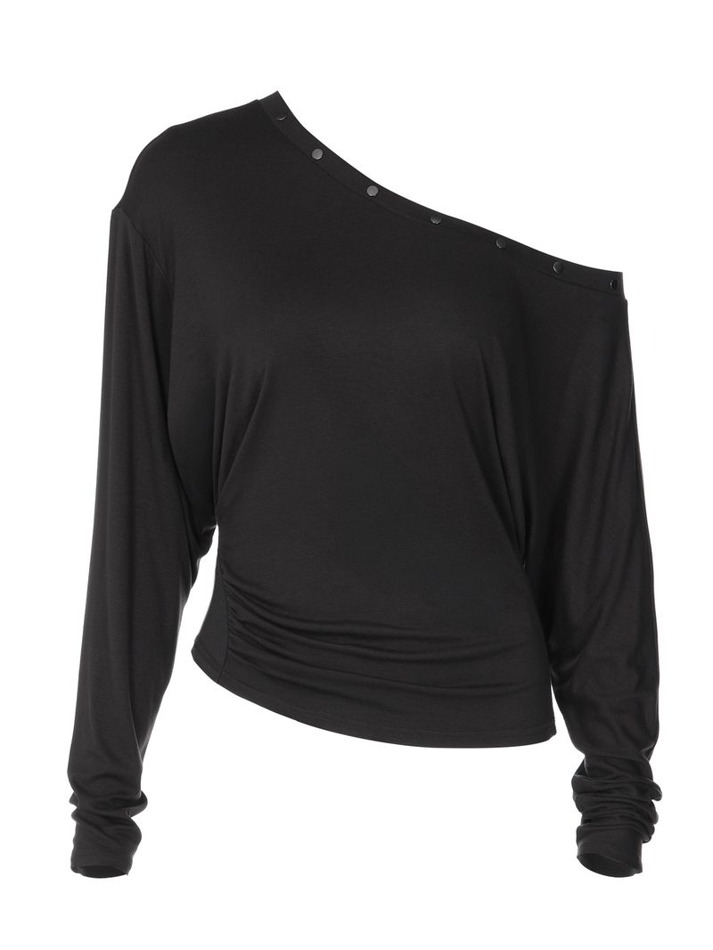 One-Shoulder Long-Sleeve Top — Tops & Tees by NEWCOM women's wear manufacturer