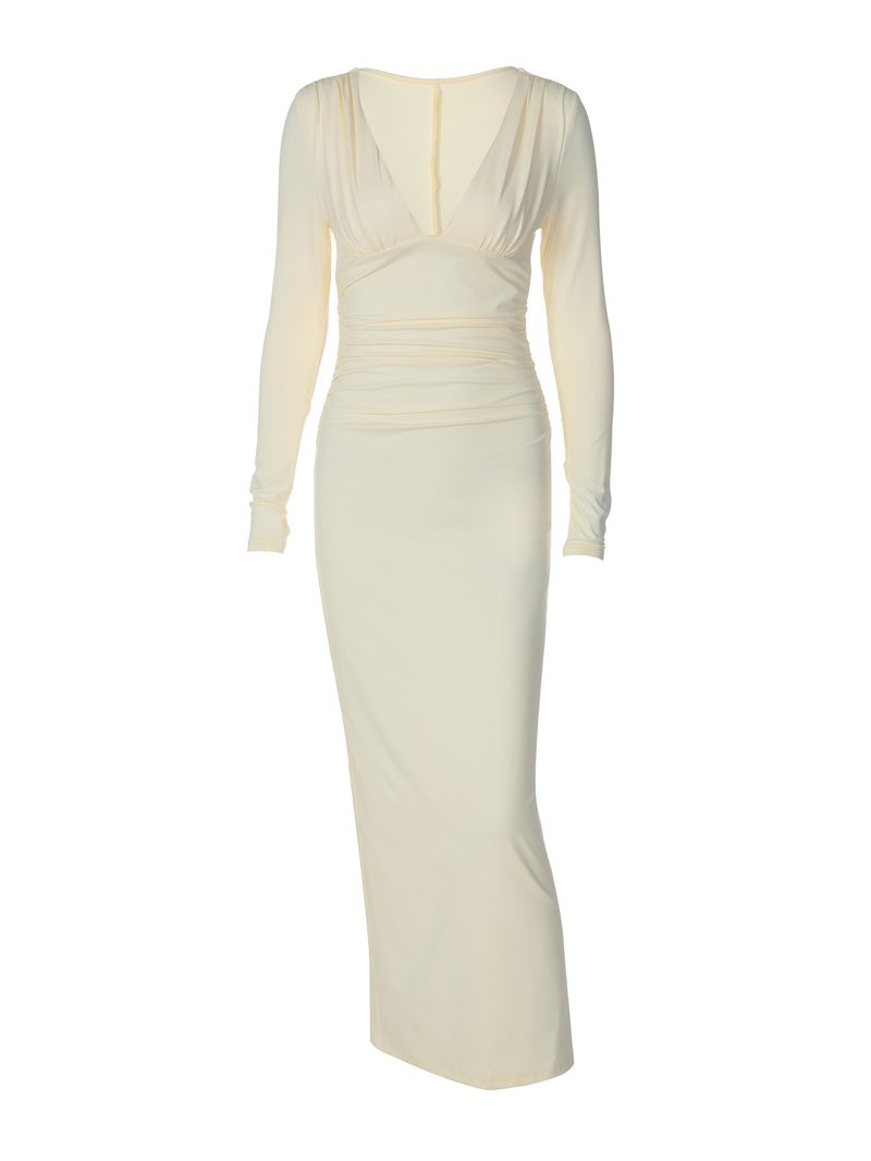 Deep V Waist-Slit Dress — Dresses by NEWCOM women's wear manufacturer