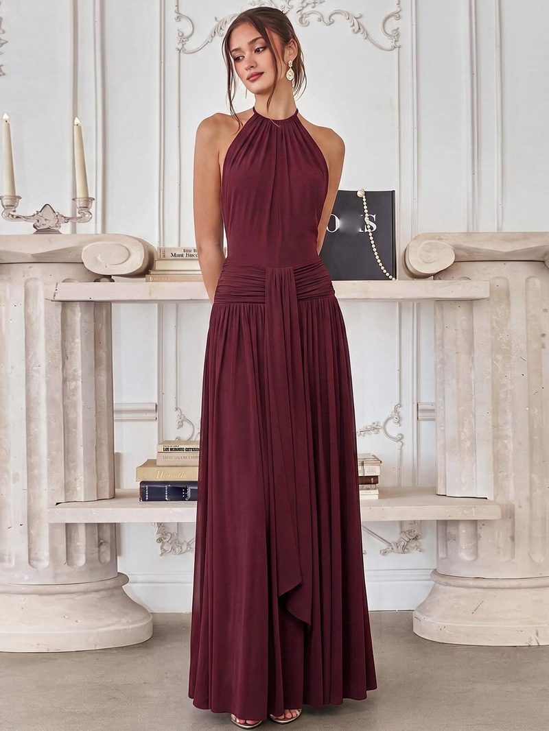 Backless Tie-Strap Waist Dress — model view