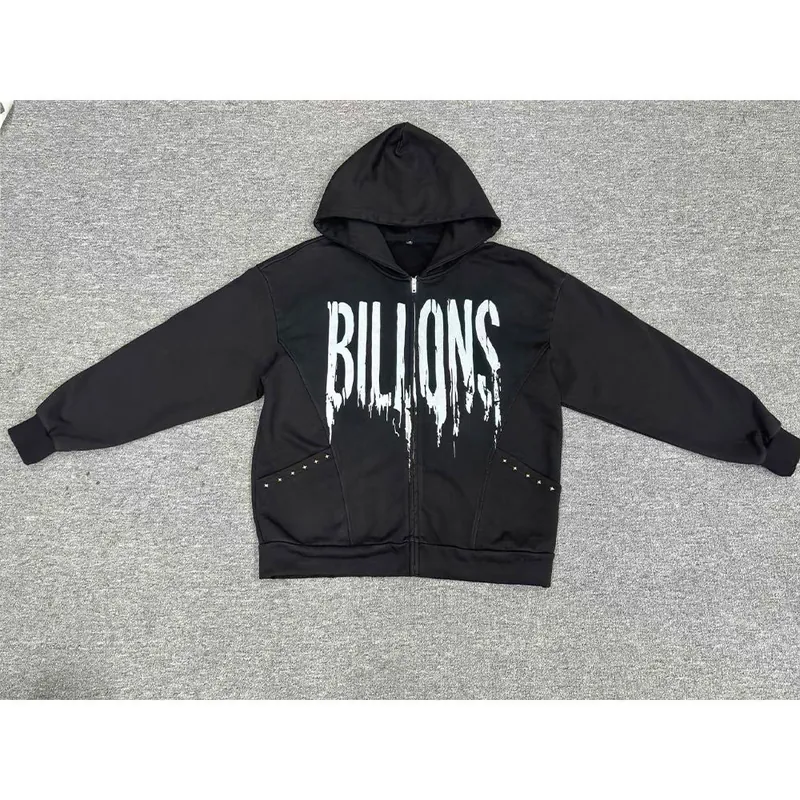 Black Graphic Zip-Up Streetwear Hoodie — Jackets by NEWCOM women's wear manufacturer