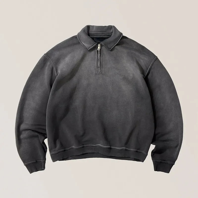 Oversized Vintage Wash 1/4 Zip Jacket — Jackets by NEWCOM women's wear manufacturer