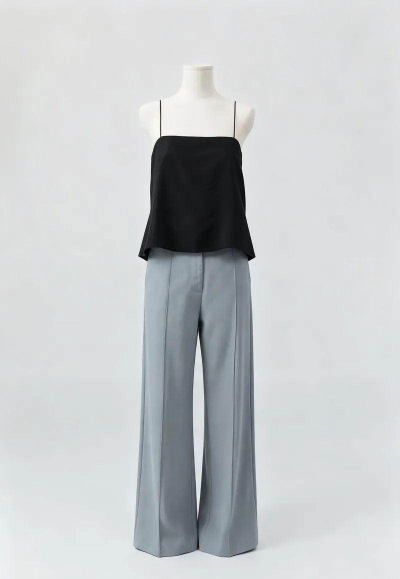 Black Camisole and Blue Wide-Leg Pants Set — Woven Collection by NEWCOM women's wear manufacturer