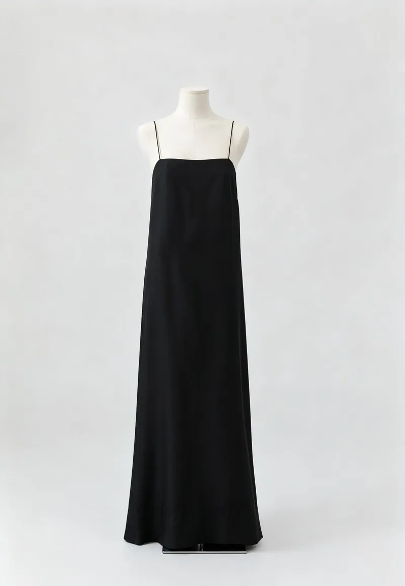 Black Square-Neck Slip Maxi Dress — Woven Collection by NEWCOM women's wear manufacturer