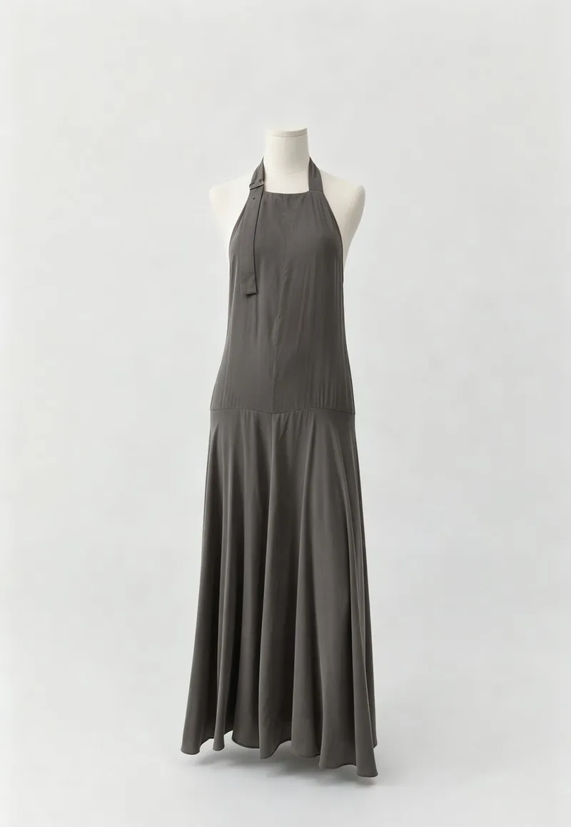 Charcoal Drop-Waist Sleeveless Maxi Dress — Woven Collection by NEWCOM women's wear manufacturer