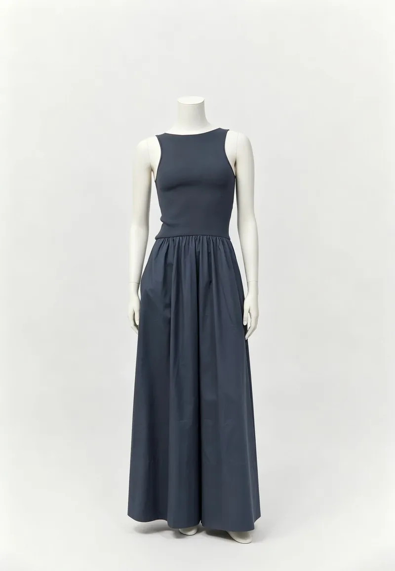 Navy Sleeveless Top and Gathered Wide-Leg Pants Set — Woven Collection by NEWCOM women's wear manufacturer