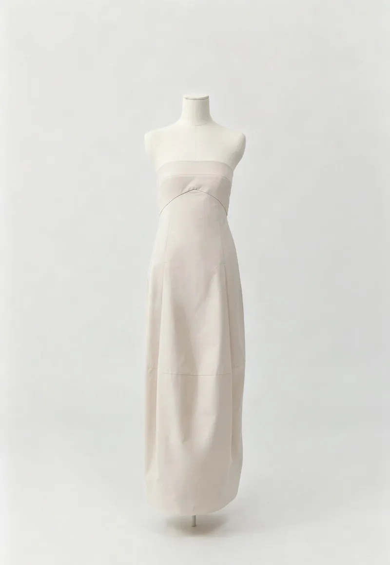 Ivory Strapless Column Maxi Dress — Woven Collection by NEWCOM women's wear manufacturer