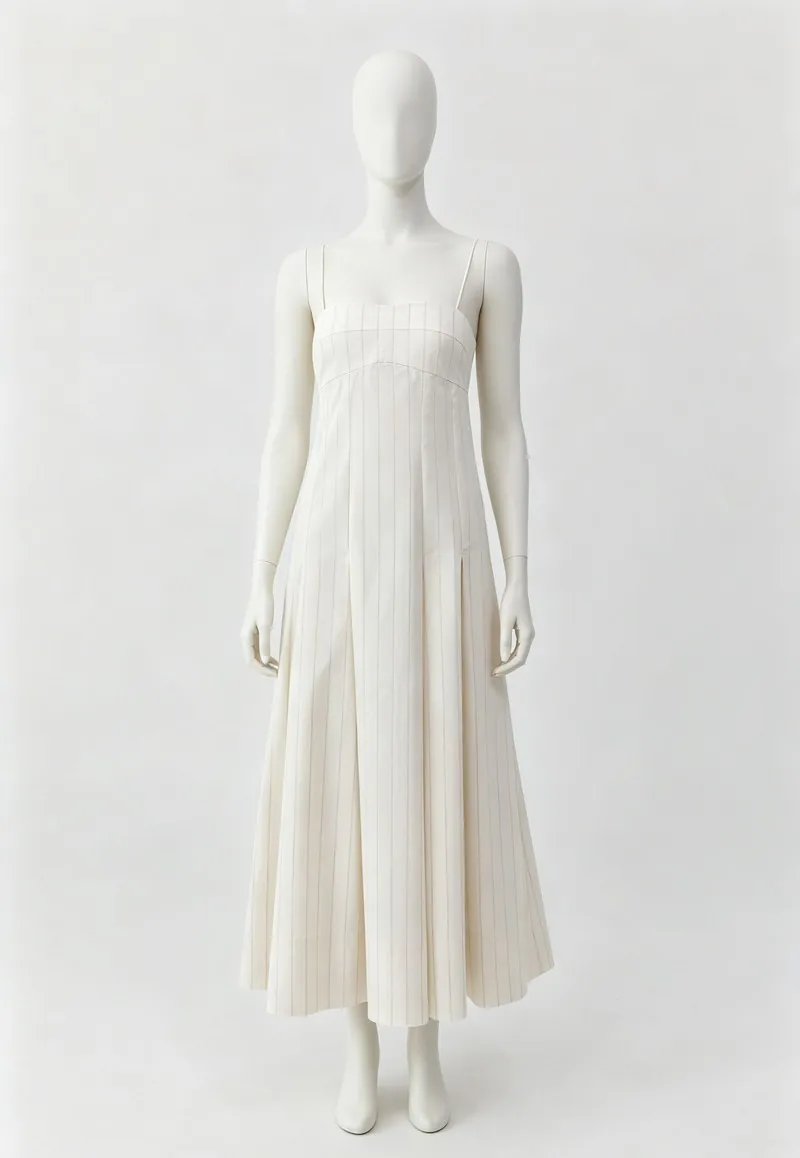 Ivory Pleated Halter Maxi Dress — Woven Collection by NEWCOM women's wear manufacturer
